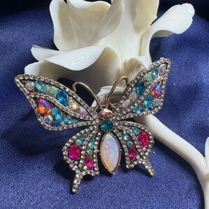 Brooch or Pendant*Multicolor Butterfly Gold Tone
